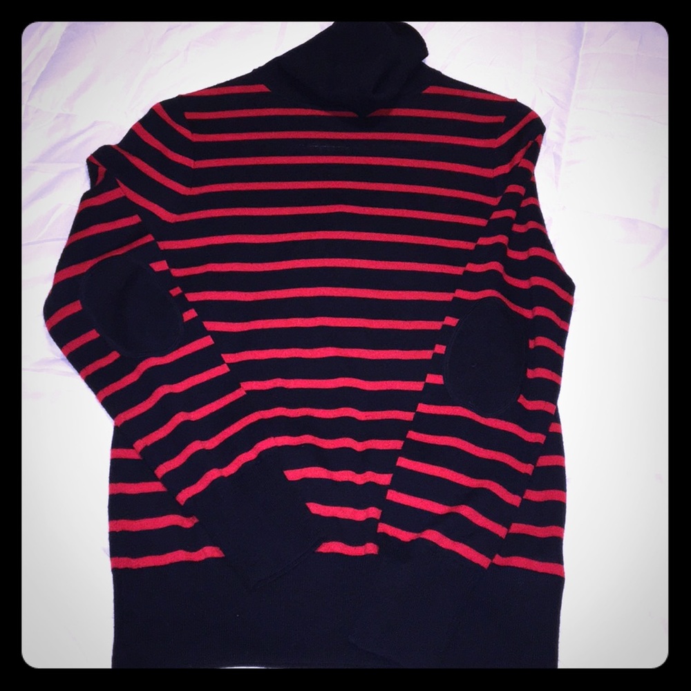 NWT. J. CREW lightweight sweater. Navy/ Red. *S